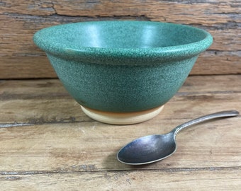 Ceramic Cereal Bowl/ Wheel Thrown Soup Bowl / Handmade Pottery Dish / Copper Green  Glazed Stoneware Bowl / 3 cups
