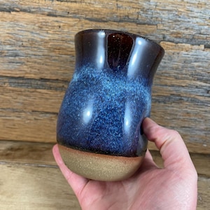 Ceramic Wine Cup / Handmade Pottery Tumbler  / Glazed Stoneware / Handleless Grip Mug / 16oz