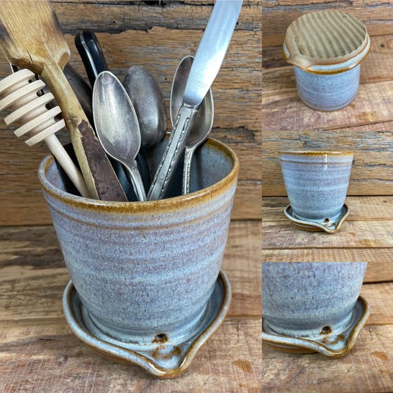 Handmade Ceramic Utensil Holder – Stoneware Kitchen Organizer