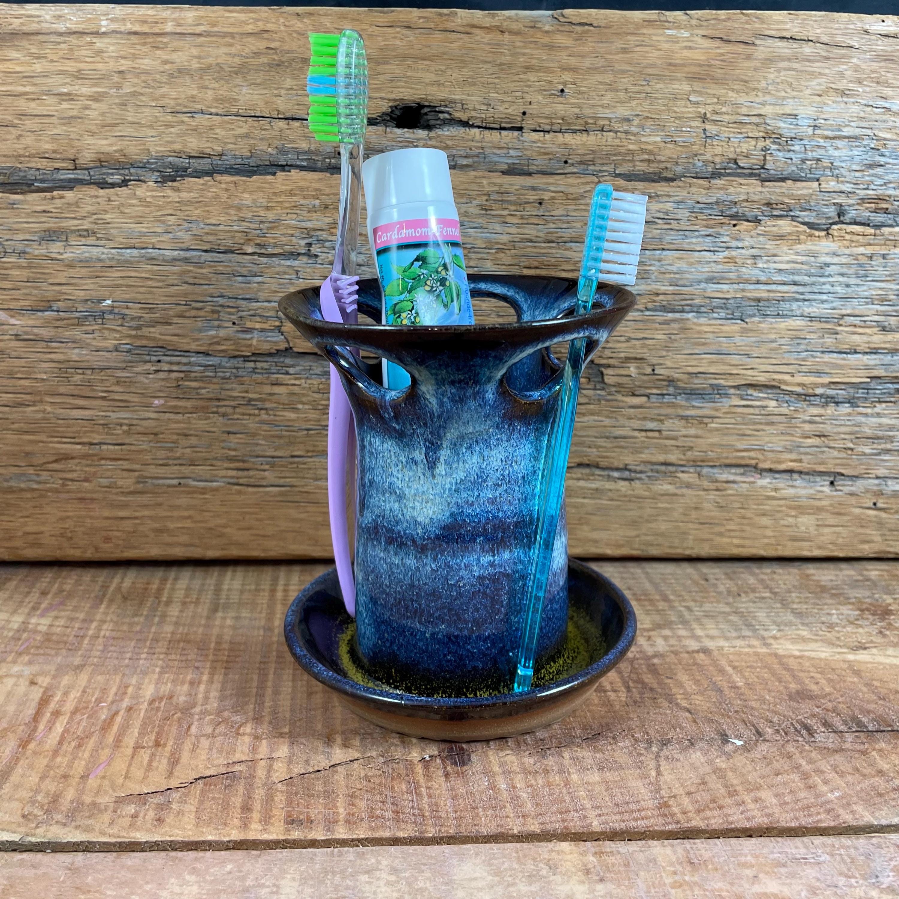 Handmade Ceramic Toothbrush Holder – Glazed Stoneware Bathroom ...