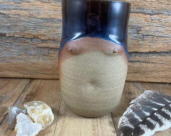 Handmade Breast Pottery Tumbler / Goddess Ceramic Mug / Glazed Stoneware Mug / Dula Cup / Torso Vessel