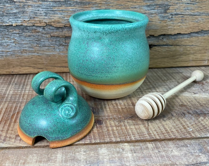 Ceramic Honey Pot / Handmade Pottery Honey Keeper With Dipper Etsy