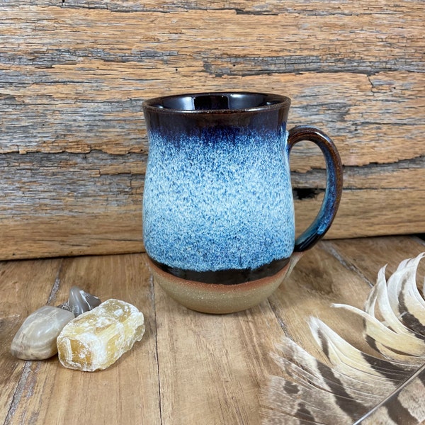 Ceramic Tea Mug - Handmade Pottery Coffee Mug - Cosmic Blue Glazed Stoneware - Whimsical - Rustic - Bohemian - Kitchen Decor