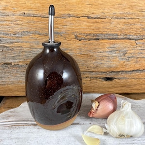 Ahornsirup Flasche / Ölflasche / Handgefertigte Keramik Flasche / Ölflasche / Handgefertigte Essig Flasche / Temaku Braun Schwarz Gold / Herbst Dekor