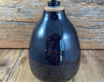Handmade Ceramic Soap Dispenser: Rustic Glazed Stoneware Lotion Dispenser