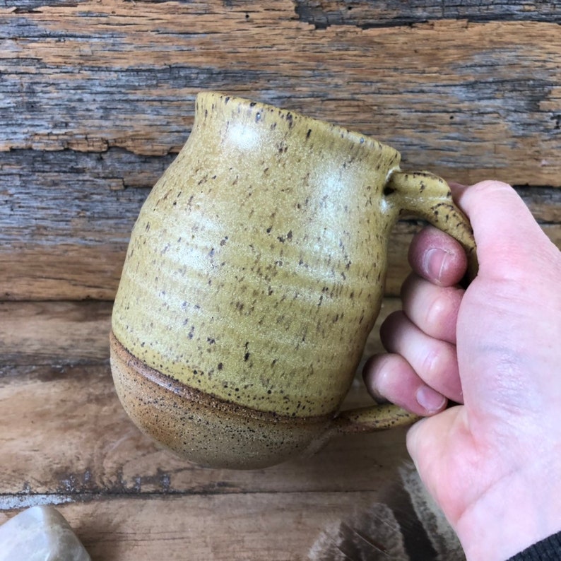 Handmade Pottery Coffee Mug Matte Maude Yellow Glazed Stoneware Gold Mug Woods Stoneware Tea Mug Unique Mug Natural Organic