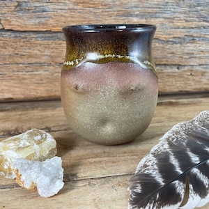 Handmade Stoneware Breast Mug, Cosmic Blue Ceramic Espresso Cup, 8oz