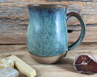 Handmade Stoneware Mug – Rustic Rain Glaze, Bohemian Kitchen Decor (16oz)