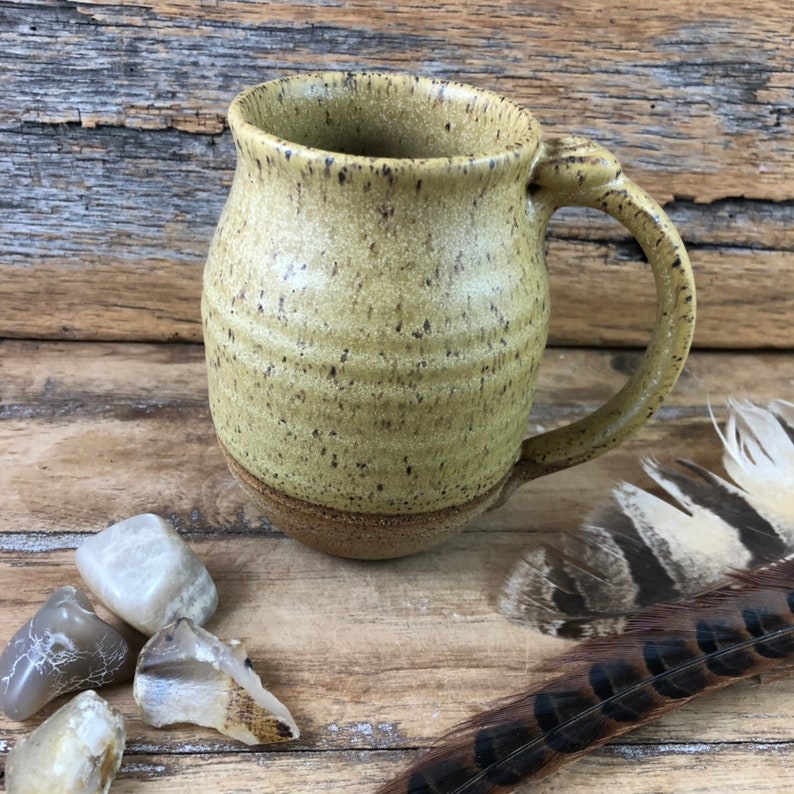 Handmade Pottery Coffee Mug Matte Maude Yellow Glazed Stoneware Gold Mug Woods Stoneware Tea Mug Unique Mug Natural Organic