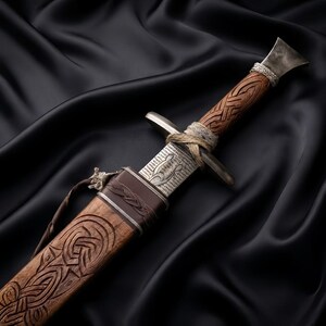 Hand Forged Carbon Steel Norse Sword - Engraved Wooden Sheath & Scabbard - Medieval Collectible-Perfect Gifting Edition,Best Groomsmen Gift.