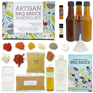 DIY BBQ SAUCE Making Kit - Make Carolina Style Barbeque, Kansas City Tomato Base, & a Tangy Mustard Sauce! Great Gift for Grill Enthusiasts!