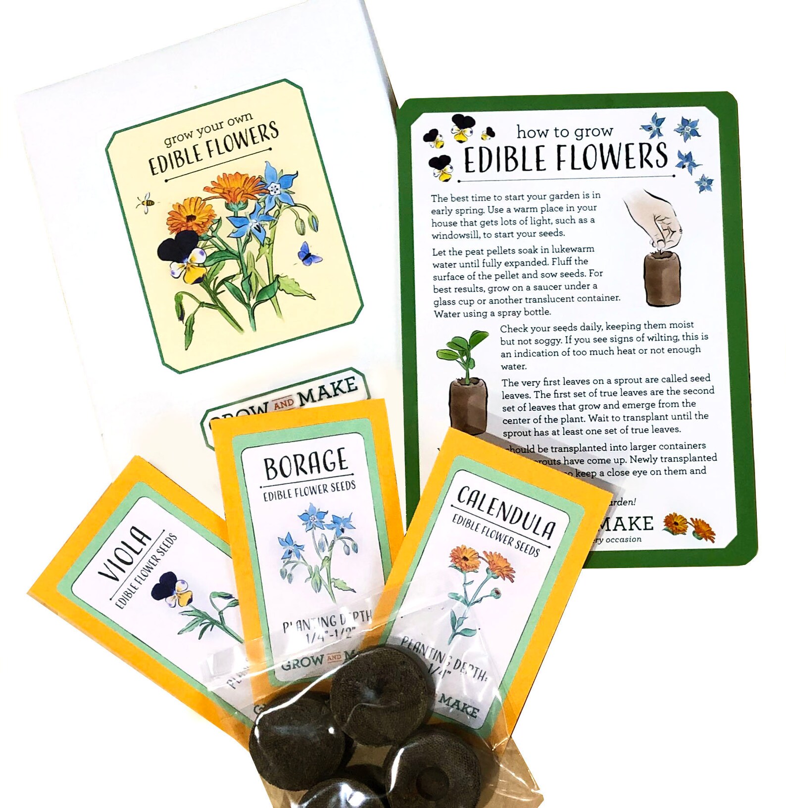 DIY Grow Your Own Edible Flowers Grow Kit Easily grow three Etsy