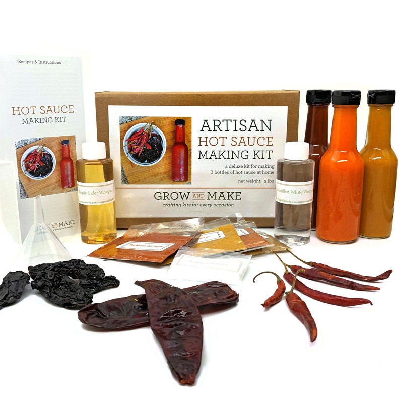 Diy Hot Sauce Kit Make 3 Bottles Of Your Own Gourmet Spicy Etsy