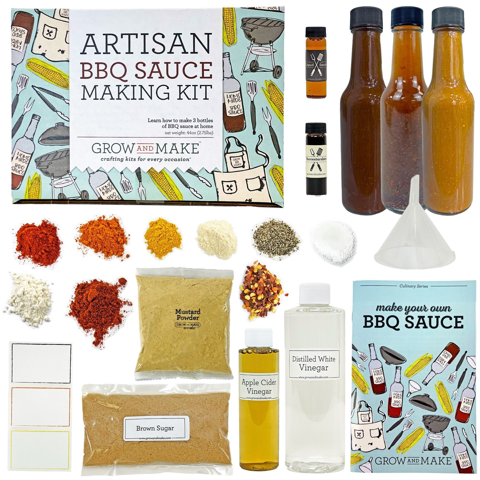 BBQ SAUCE Making DIY Kit Great Gift for Grill Enthusiasts Carolina Style  Barbeque, Kansas City Tomato Base, & Tangy Mustard Sauce 