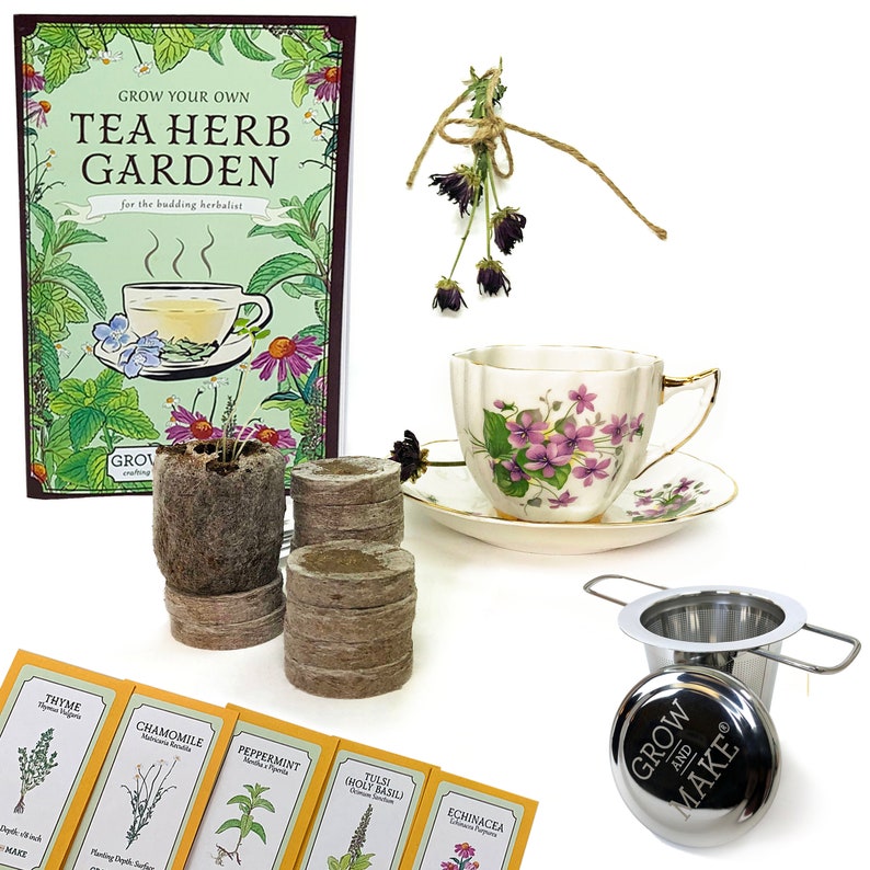 DIY Tea Herb Garden Grow Kit Learn the basics of herbalism Etsy