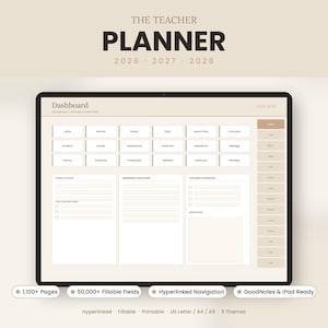 2026-2028 Teacher Planner | Hyperlinked Fillable Digital Lesson Plan Binder (Digital Download)