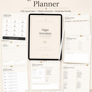 Flygvärdinnaplanerare | Digital GoodNotes iPad-planerare för kabinpersonal (US Letter/A4)