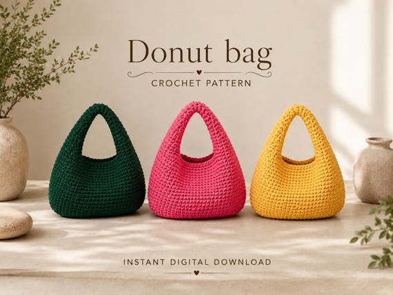 Crochet Donut Bag Pattern | Trendy Crochet Bag | DIY Purse Pattern | Summer Crochet Bag | Easy Crochet Hobo Bag | Bag Crochet Handbag PDF