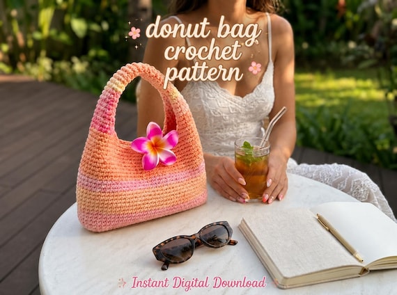 Crochet Donut Bag Pattern | Trendy Crochet Bag | Easy Crochet Hobo Bag | Summer Crochet Bag | DIY Purse Pattern | Bag Crochet Pattern PDF
