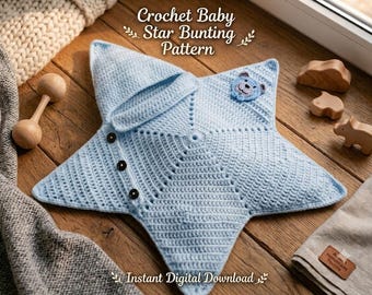 Crochet Baby Star Bunting Pattern | Newborn Sleep Sack & Cozy Star Shaped Blanket Tutorial | DIY Baby Shower Gift (Digital PDF Download)