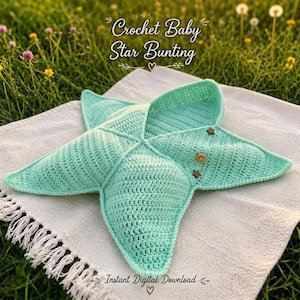 Crochet Baby Star Bunting Pattern, Newborn Sleep Sack & Crochet Star Swaddle, Winter Baby Apparel, Crochet Baby Props, Baby Sleepsuit PDF