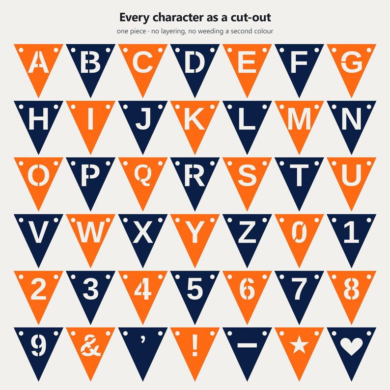 Orange & Navy School Spirit Banner SVG, Commercial Use | Cricut Silhouette A-Z 0-9 image 5