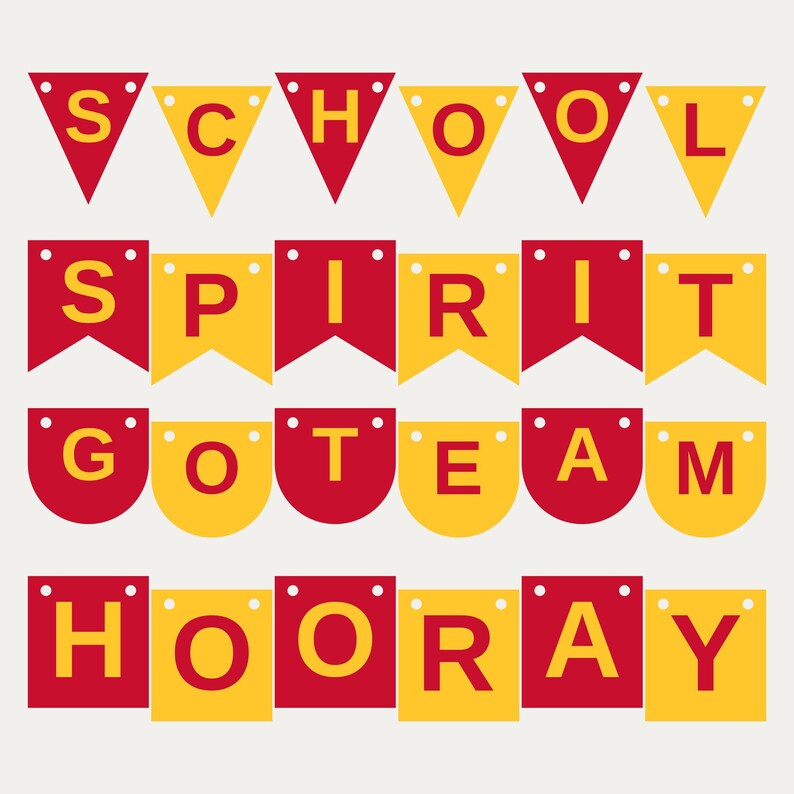 Red & Gold School Spirit Banner SVG, Commercial Use | Cricut Silhouette A-Z 0-9 image 1