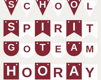 Maroon & White School Spirit Banner SVG, Commercial Use | Cricut Silhouette A-Z 0-9
