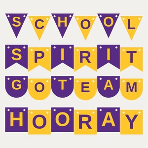 Purple & Gold School Spirit Banner SVG, Commercial Use | Cricut Silhouette A-Z 0-9
