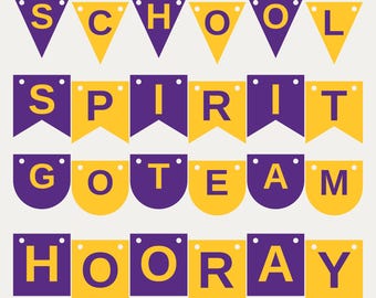 Purple & Gold School Spirit Banner SVG, Commercial Use | Cricut Silhouette A-Z 0-9
