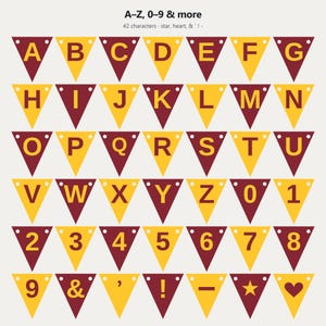 Banner de espíritu escolar granate y dorado SVG, uso comercial / Cricut Silhouette A-Z 0-9 imagen 4