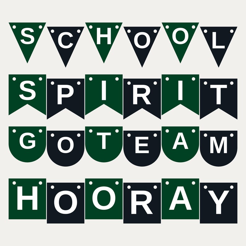 Bannière SVG vert forêt et noir pour l'esprit scolaire, usage commercial | Cricut Silhouette A-Z 0-9 image 1