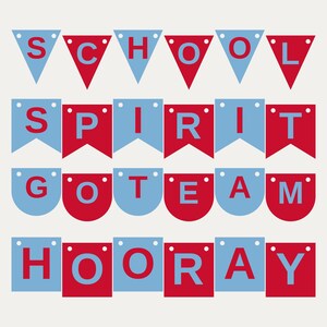 Banner escolar Columbia Blue & Red em SVG, uso comercial | Cricut Silhouette A-Z 0-9 imagem 1