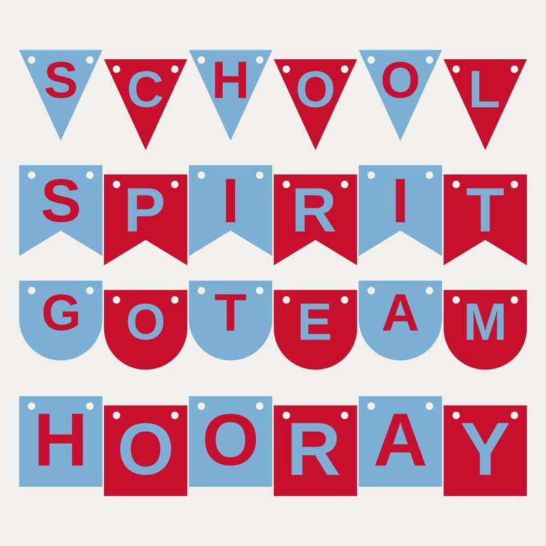 Banner escolar Columbia Blue & Red em SVG, uso comercial | Cricut Silhouette A-Z 0-9 imagem 1