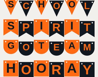 Banner de espíritu escolar naranja y negro SVG, uso comercial / Cricut Silhouette A-Z 0-9