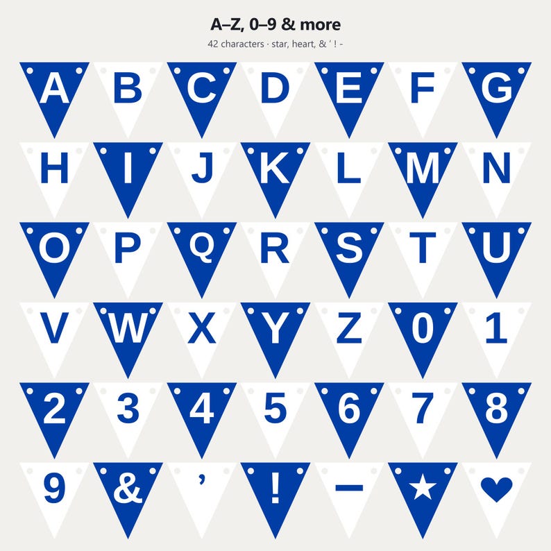 Royal Blue & White School Spirit Banner SVG, Commercial Use | Cricut Silhouette A-Z 0-9 image 4