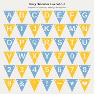 カロライナブルー＆ゴールドのスクールスピリットバナーSVG、商用利用可 | Cricut Silhouette A-Z 0-9 画像 5
