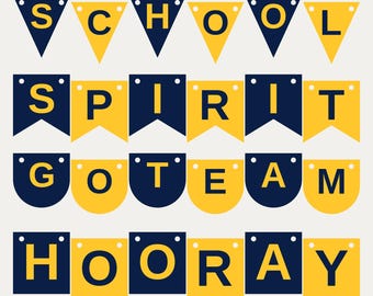 Navy & Gold School Spirit Banner SVG, Commercial Use | Cricut Silhouette A-Z 0-9