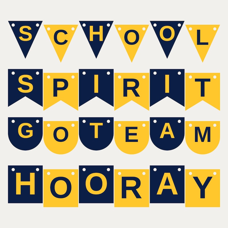 Navy & Gold School Spirit Banner SVG, Commercial Use | Cricut Silhouette A-Z 0-9 image 1
