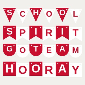 Red & White School Spirit Banner SVG, Commercial Use | Cricut Silhouette A-Z 0-9 image 1