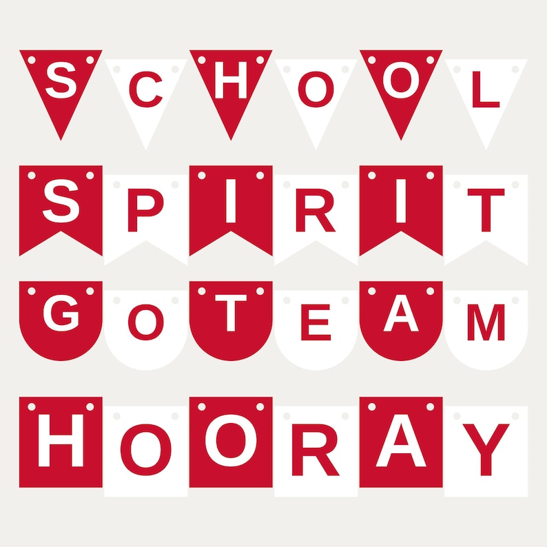 Red & White School Spirit Banner SVG, Commercial Use | Cricut Silhouette A-Z 0-9 image 1