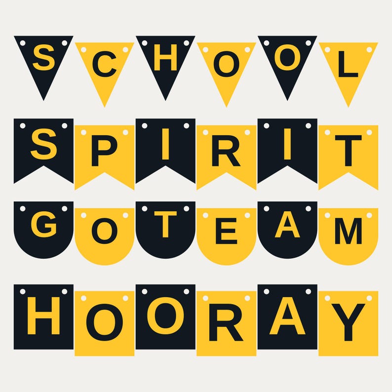 Black & Gold School Spirit Banner SVG, Commercial Use | Cricut Silhouette A-Z 0-9 image 1