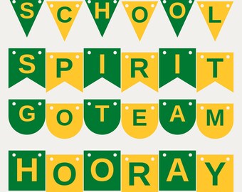 Banner verde y dorado con el espíritu escolar en formato SVG, para uso comercial / Cricut Silhouette A-Z 0-9