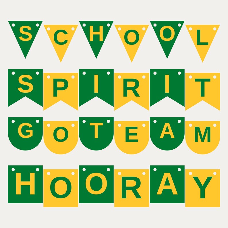 Banner verde y dorado con el espíritu escolar en formato SVG, para uso comercial / Cricut Silhouette A-Z 0-9 imagen 1