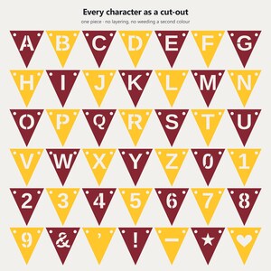 Banner de espíritu escolar granate y dorado SVG, uso comercial / Cricut Silhouette A-Z 0-9 imagen 5