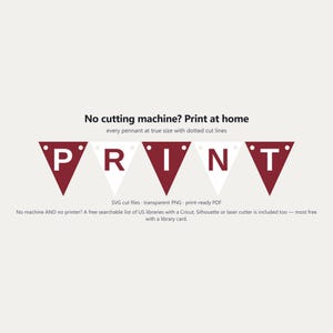 マルーン＆ホワイトのスクールスピリットバナーSVG、商用利用可 | Cricut Silhouette A-Z 0-9 画像 6