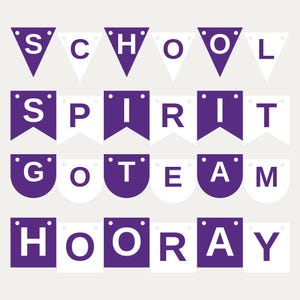 Bannière SVG violette et blanche pour l'esprit scolaire, usage commercial | Cricut Silhouette A-Z 0-9 image 1
