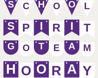 Banner SVG morado y blanco con el espíritu escolar, uso comercial / Cricut Silhouette A-Z 0-9