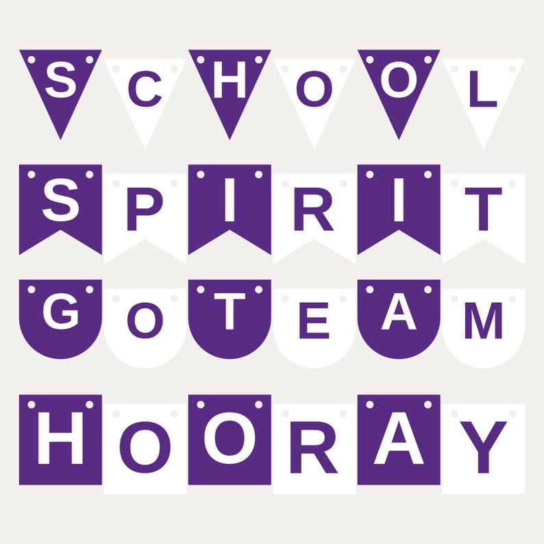 Bannière SVG violette et blanche pour l'esprit scolaire, usage commercial | Cricut Silhouette A-Z 0-9 image 1