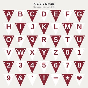 マルーン＆ホワイトのスクールスピリットバナーSVG、商用利用可 | Cricut Silhouette A-Z 0-9 画像 4